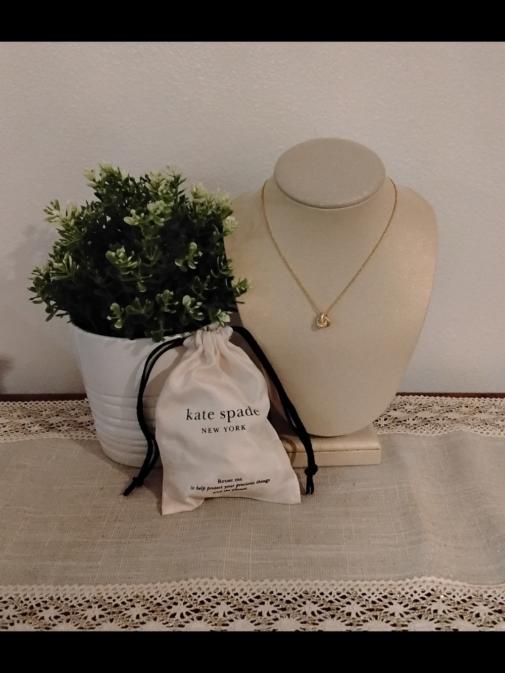 kate spade New York Gold Double Knot Pavé Pendant